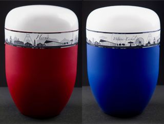 Urnen mit Skyline von Herne und Wanne-Eickel